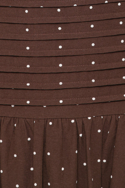 Mischa Maxi Dress - Brown Polka Dot