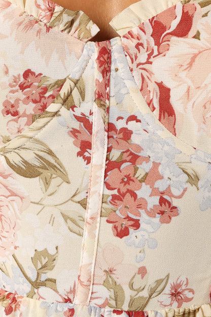 Mito Tiered Maxi Dress - Cream Floral