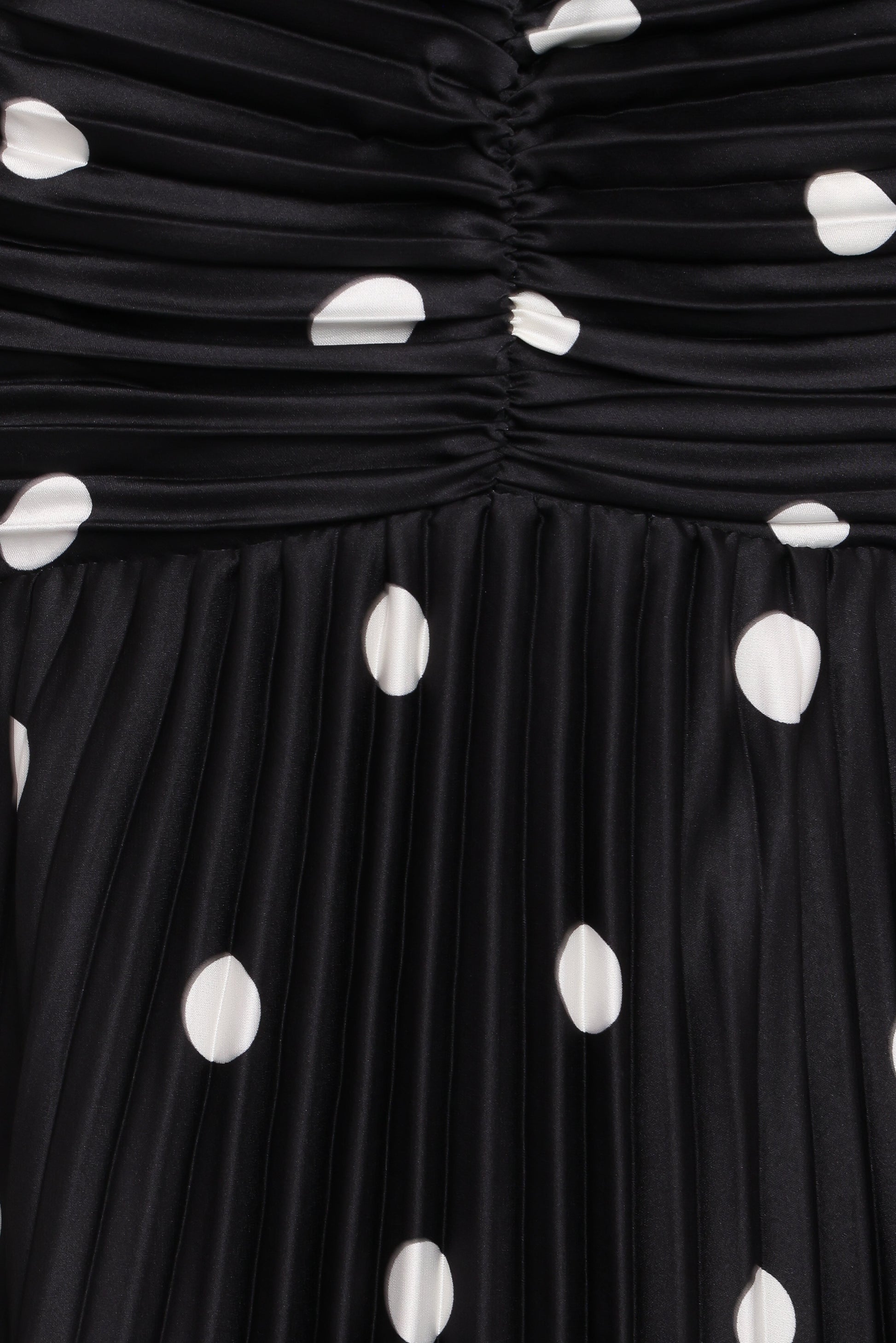 Naira Pleated Maxi Dress - Black Polka Dot