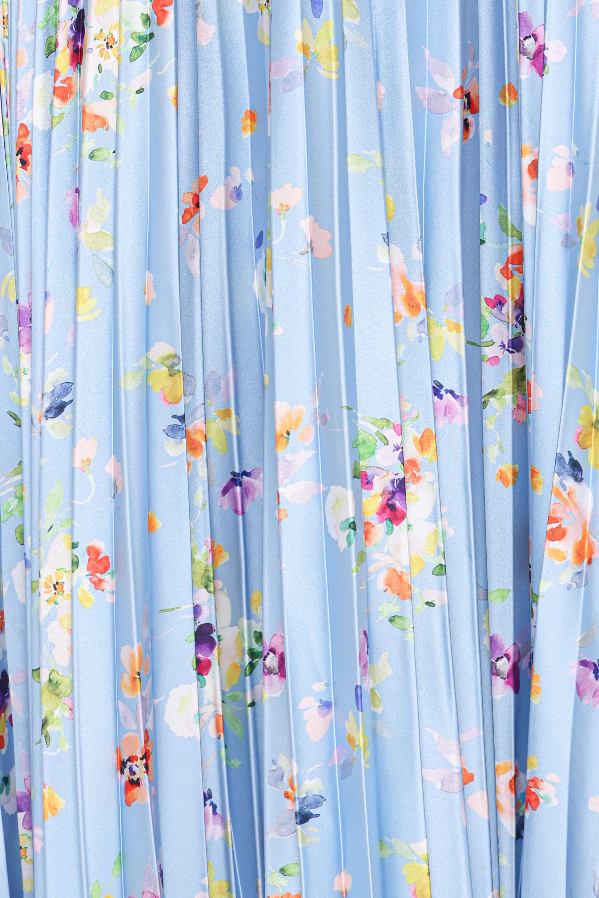 Naira Pleated Maxi Dress - Cornflower Blue Floral