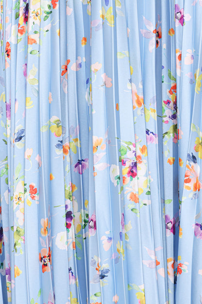Naira Pleated Maxi Dress - Cornflower Blue Floral