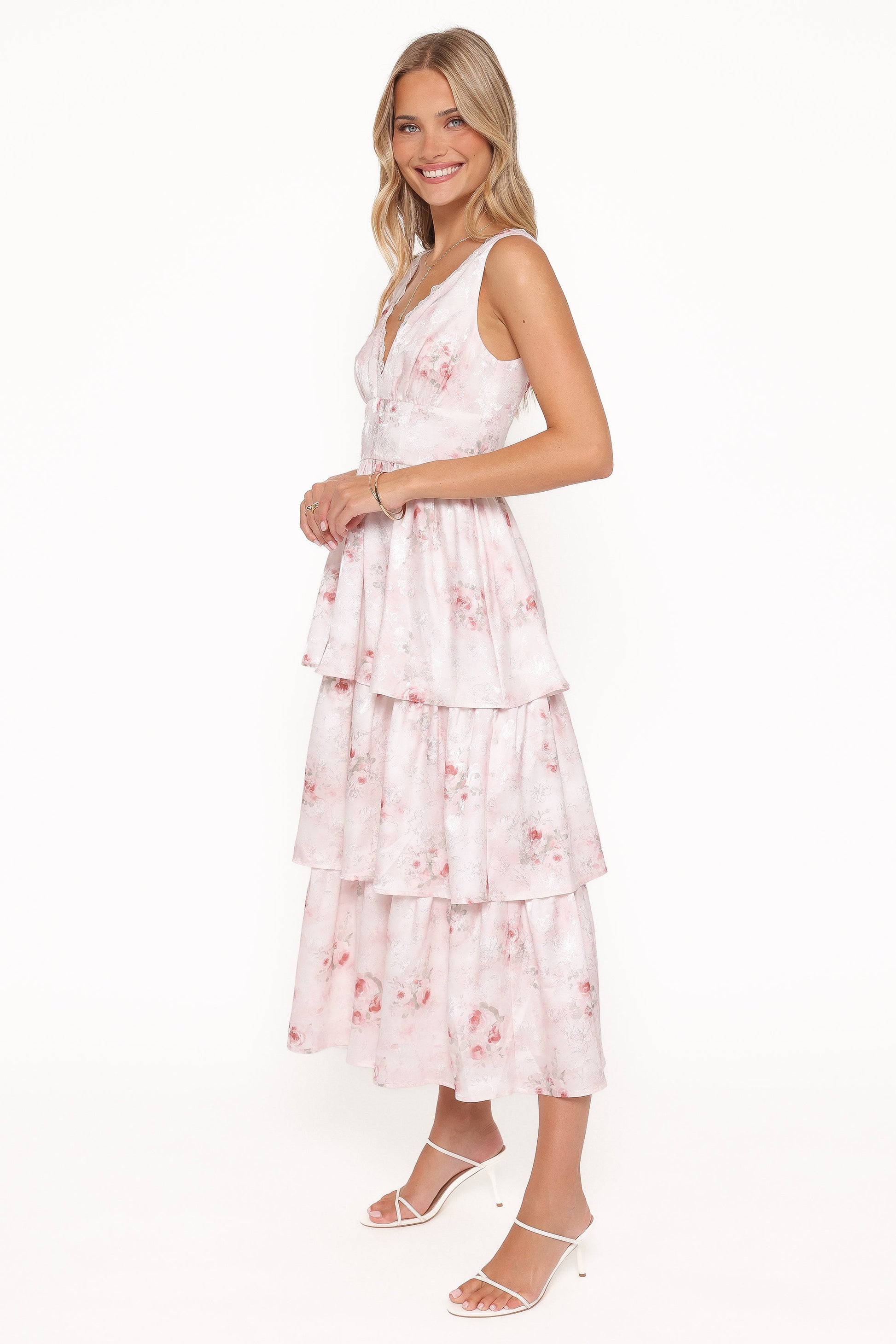 Natarsha Maxi Dress - White Pink Floral