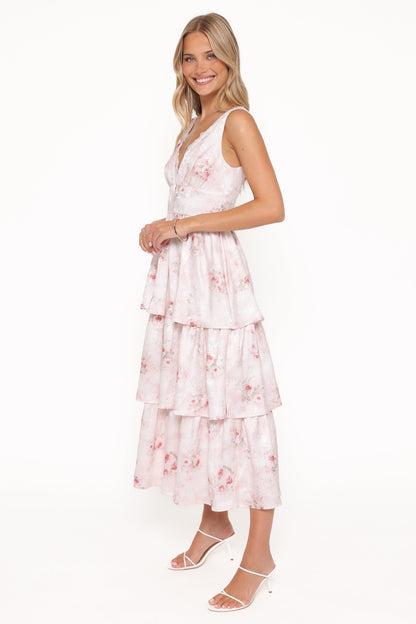 Natarsha Maxi Dress - White Pink Floral