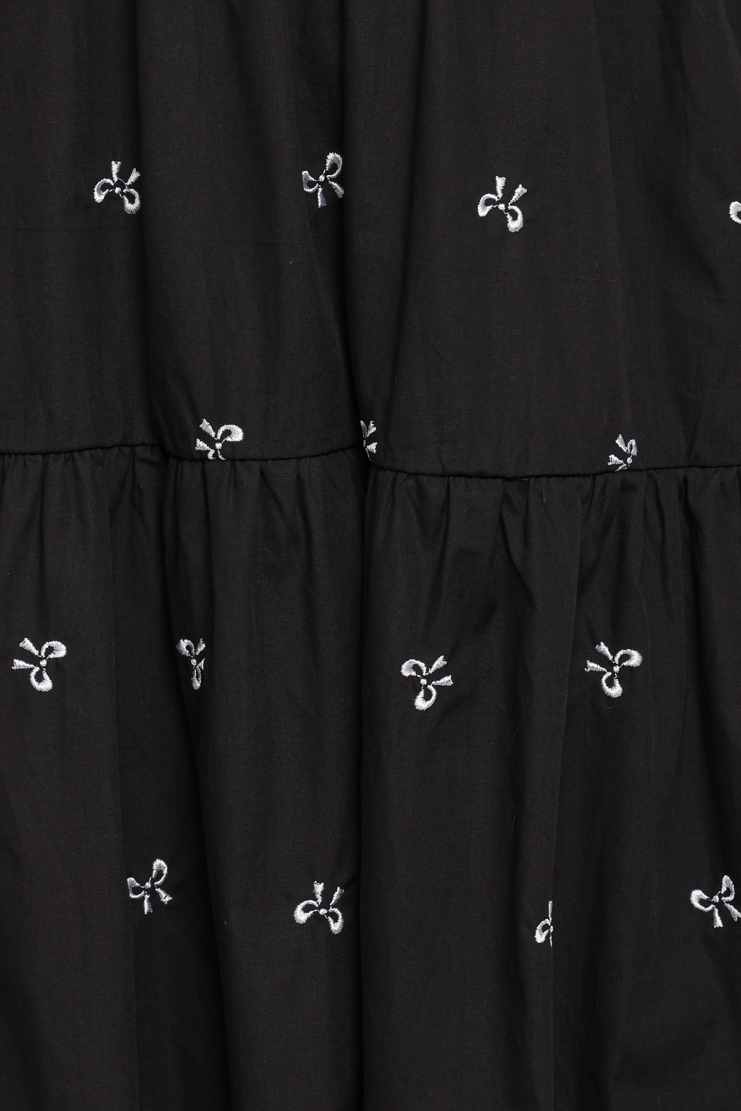 Naura Shirred Tiered Midi Dress - Black Bow