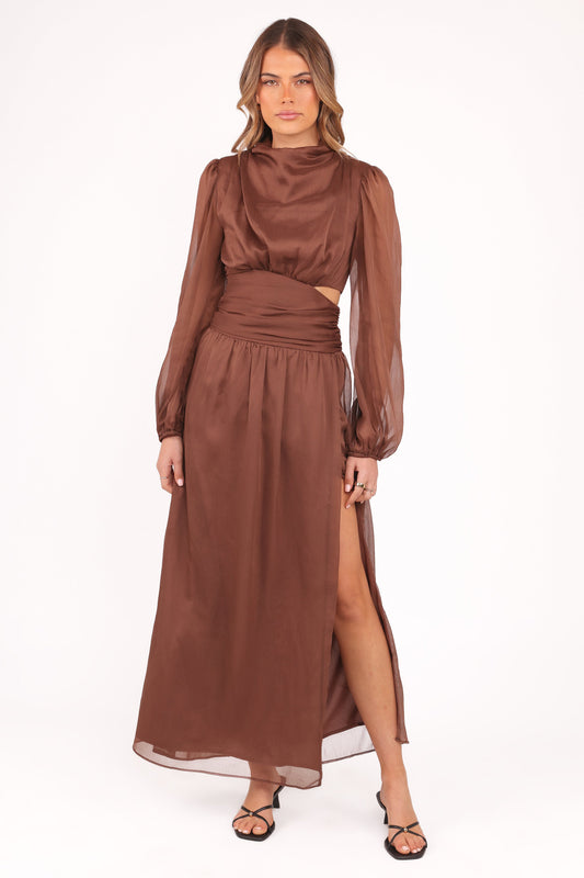 Neveah Long Sleeve Maxi Dress - Chocolate