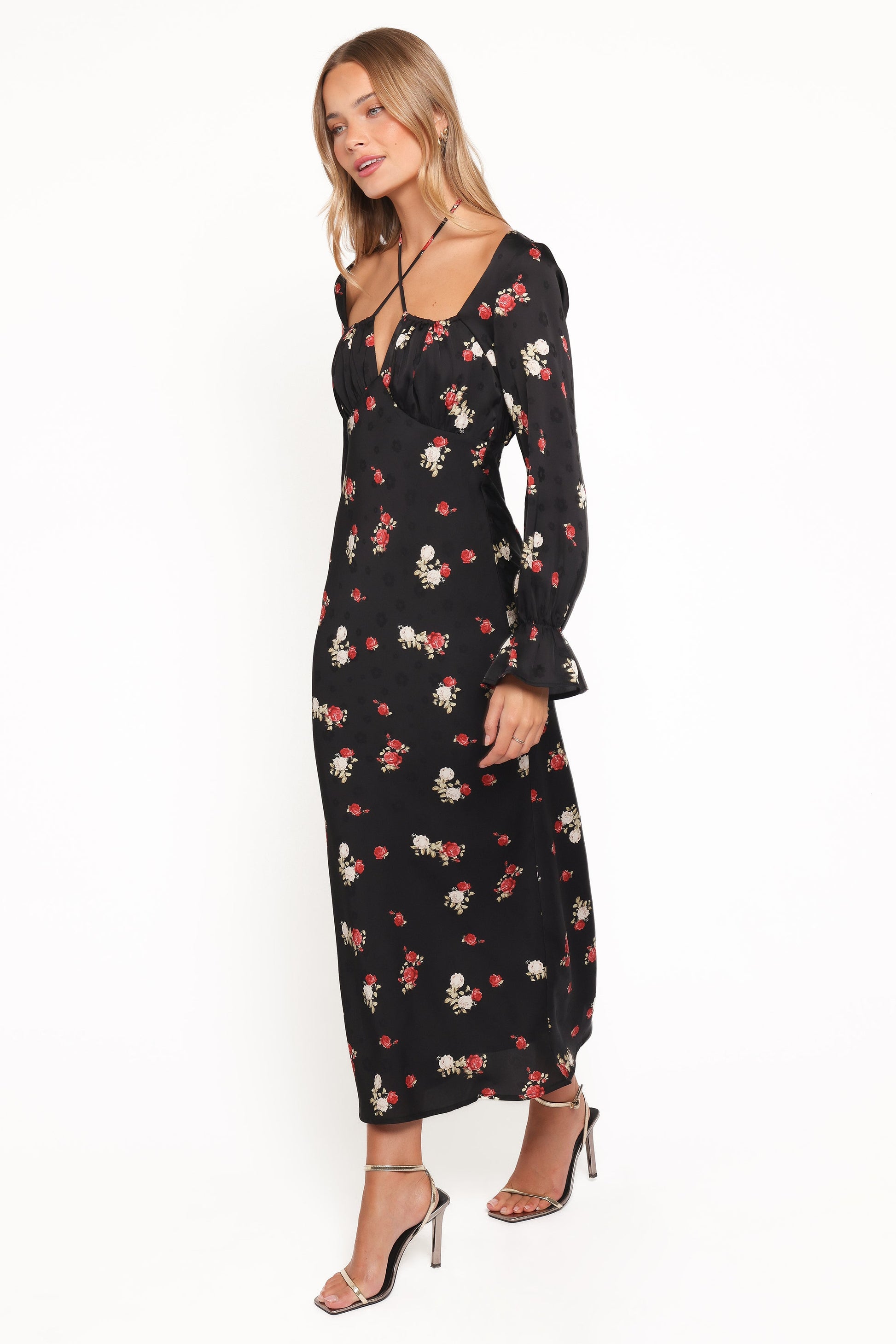 Pauline Long Sleeve Maxi Dress - Black Floral