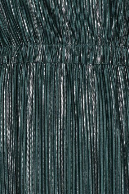 Pontee One Shoulder Pleated Midi Dress - Green
