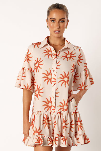 Ren Long Sleeve Mini Dress - Soleil