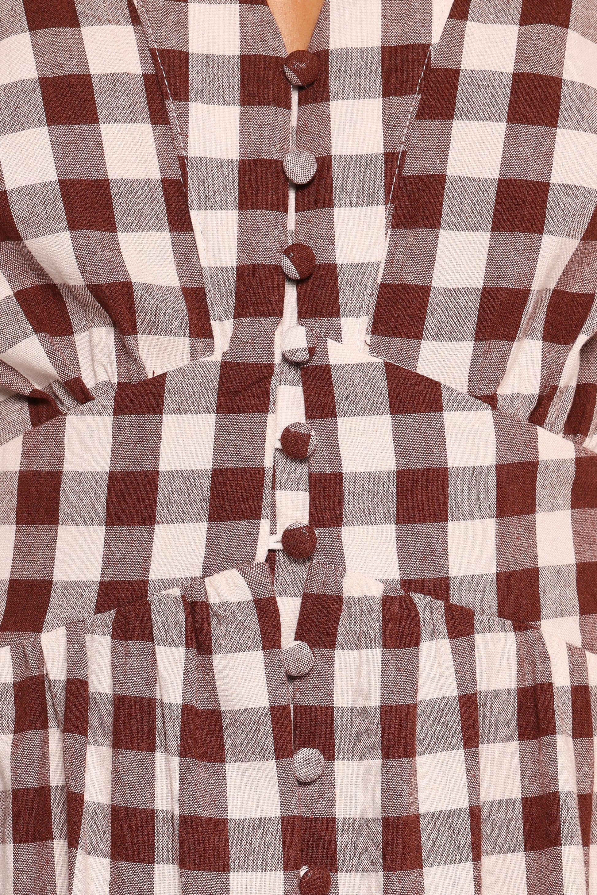 Robinson Maxi Dress - Brown Gingham