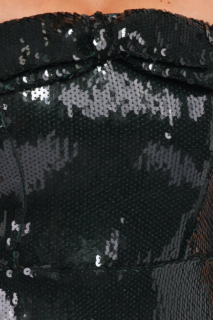 Sadie Strapless Bow Mini Dress - Green Sequin