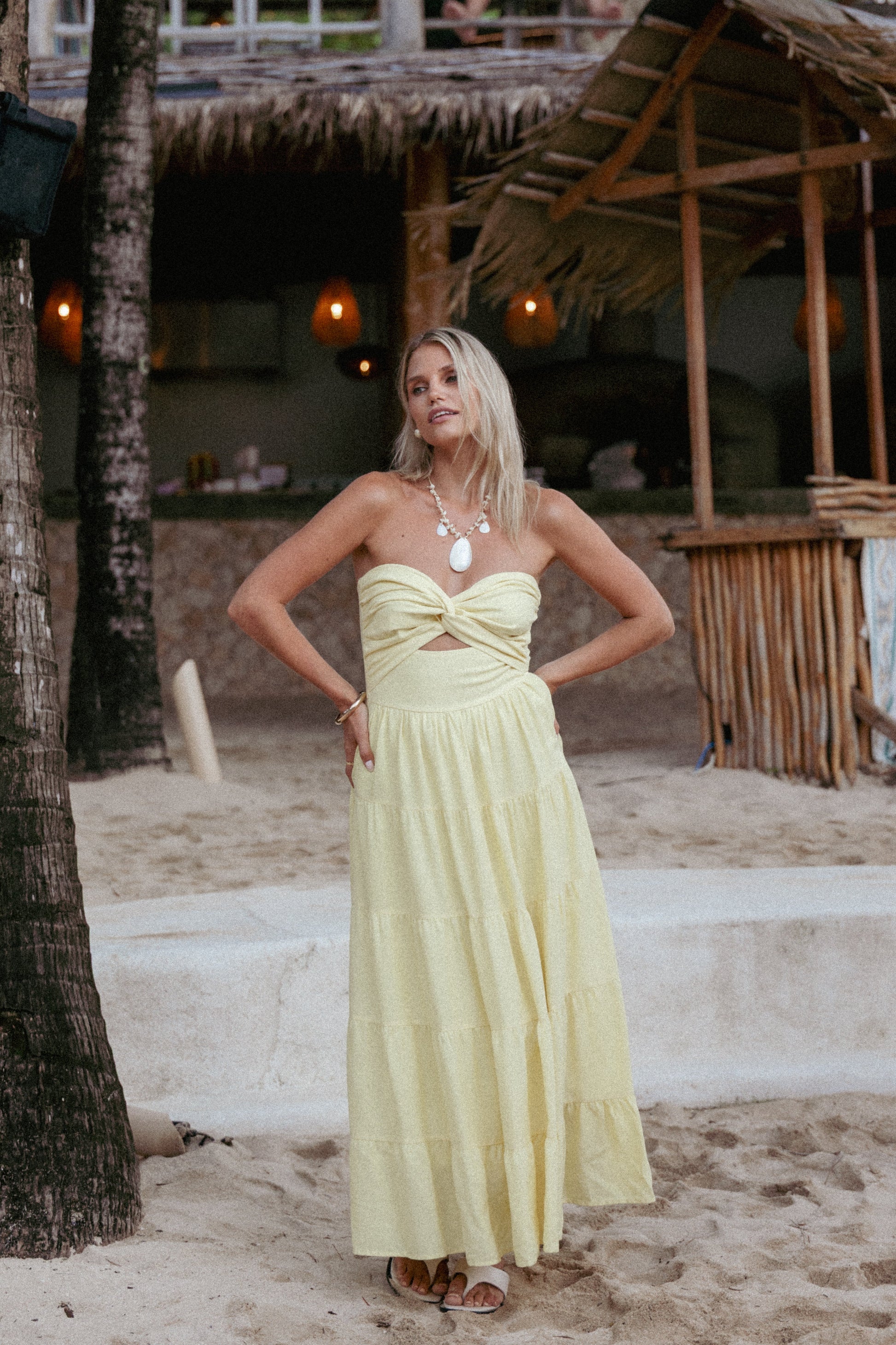 Sitara Strapless Midi Dress - Yellow