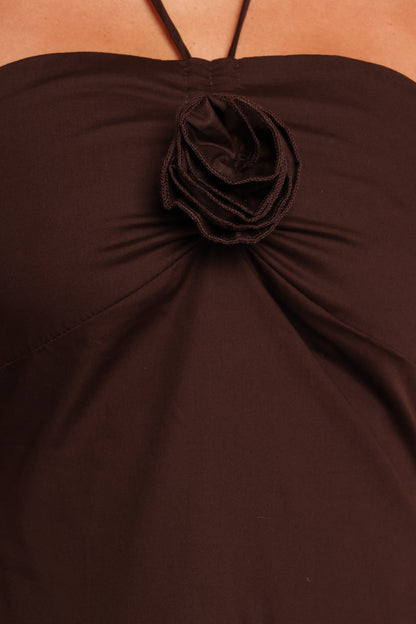 Soleila Halter Maxi Dress - Chocolate