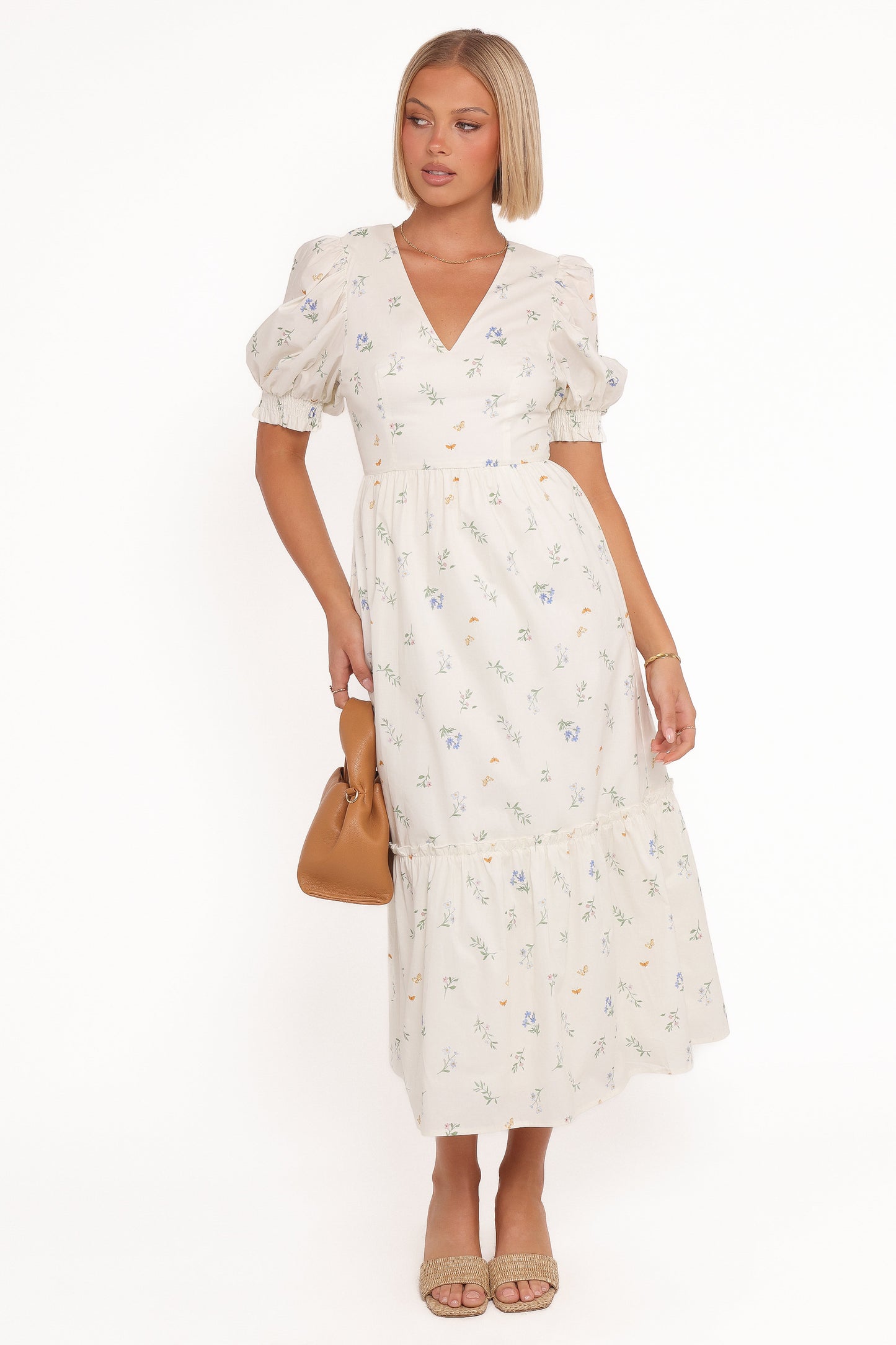 Steele Puff Sleeve Midi Dress - Floral