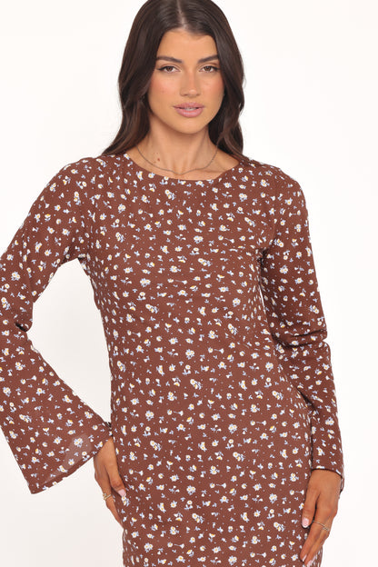 Talitha Maxi Dress - Brown Floral