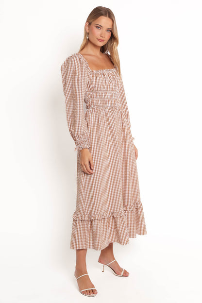 Torrie Maxi Dress - Brown Check