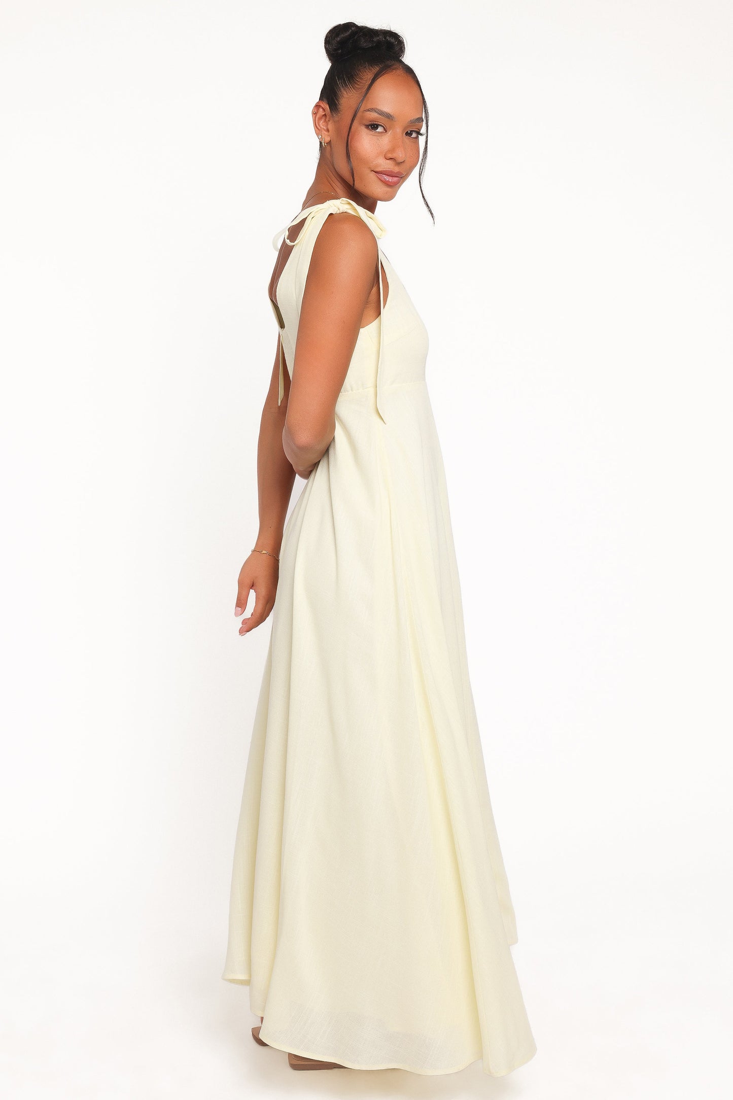 Valara Tie Shoulder Maxi Dress - Butter Yellow