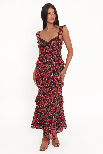 Virginia Maxi Dress - Brown Floral