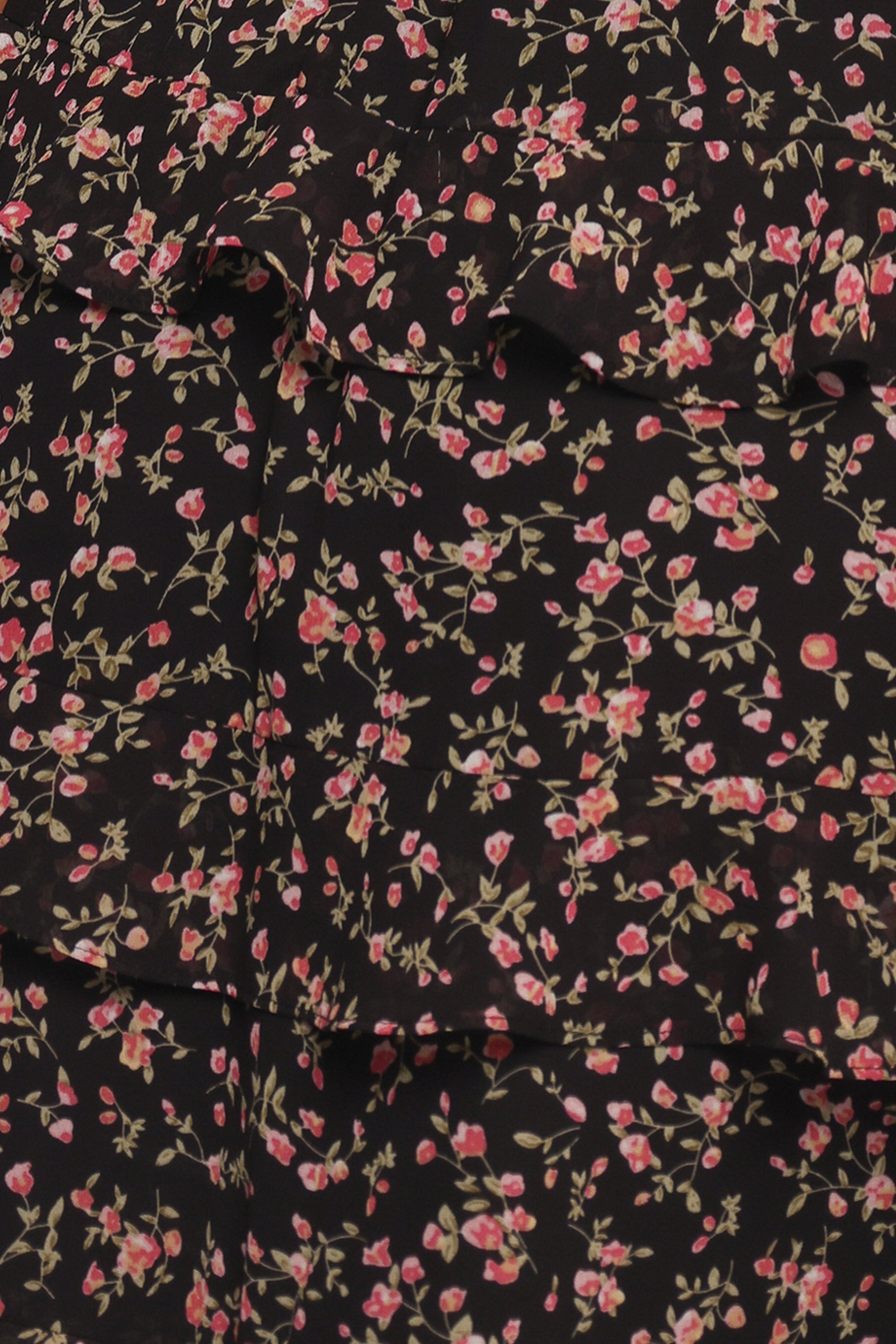 Wendi Ruffle Dress - Black Floral