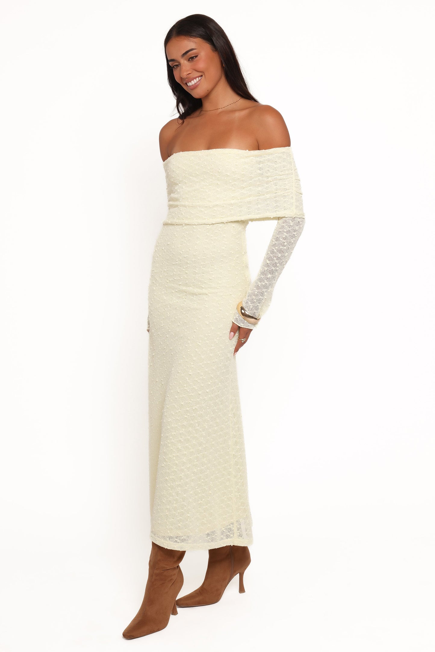 Wilma Off Shoulder Dress - Butter Yellow