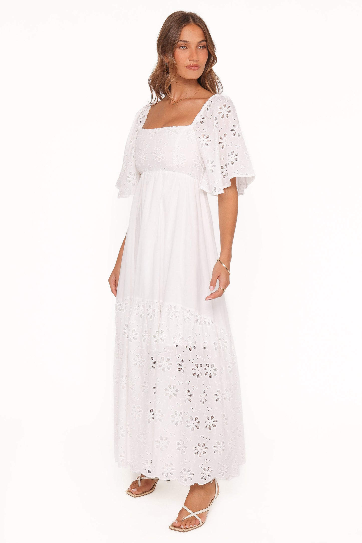 Xana Maxi Dress - White Broderie