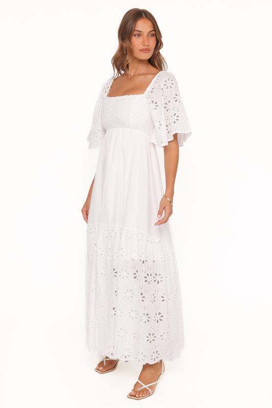 Xana Maxi Dress - White Broderie
