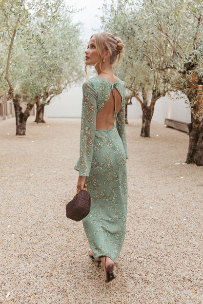 Yolanda Long Sleeve Maxi Dress - Sage Green Floral