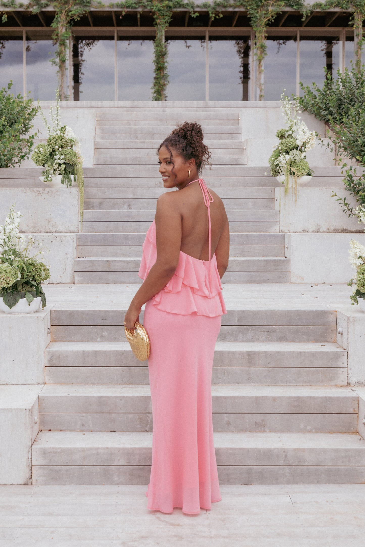 Zorina Halterneck Maxi Dress - Coral