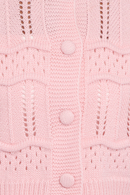 Aidy Crop Button Front Cardigan - Pink