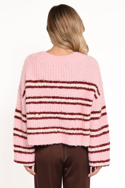 Albertine Cardigan - Pink Stripe