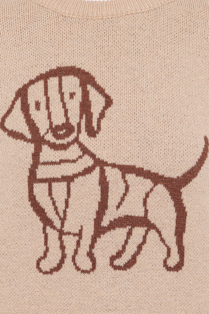 Amber Dachshund Sweater - Beige