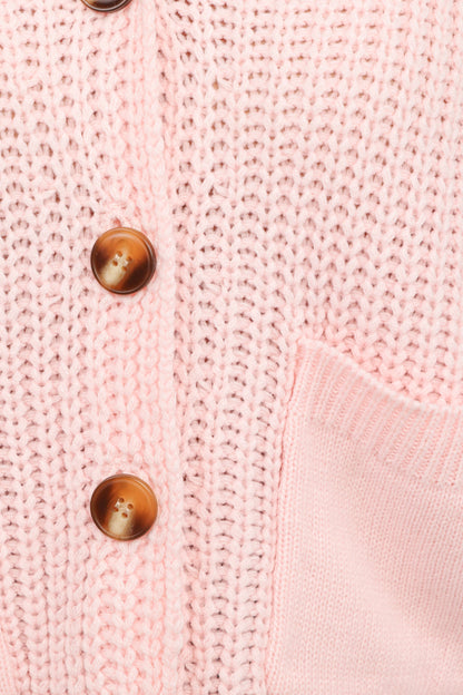 Amelia Oversize Collar Button Cardigan - Pink