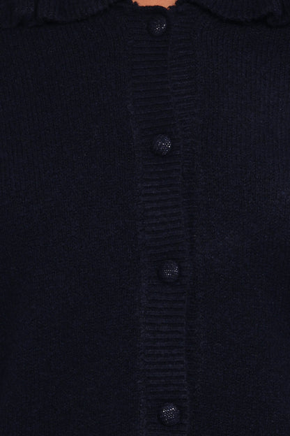 Carmello Frill Collar Cardigan - Navy
