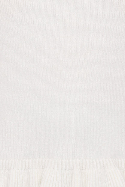 Emilie Short Sleeve Ruffle Crew Sweater - Cream