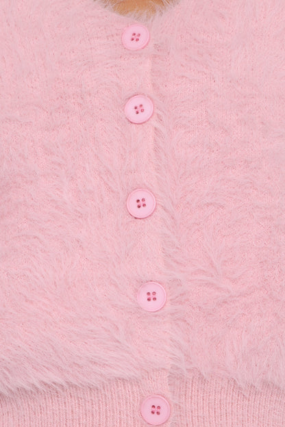 Evelin Cropped Cardigan - Pink