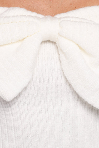 Helene Bow Off Shoulder Knit Sweater - Ivory