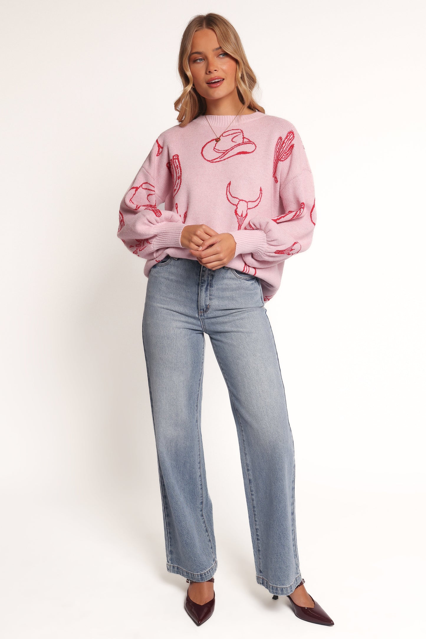 Jax Western Knit Sweater - Pink
