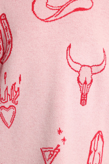 Jax Western Knit Sweater - Pink