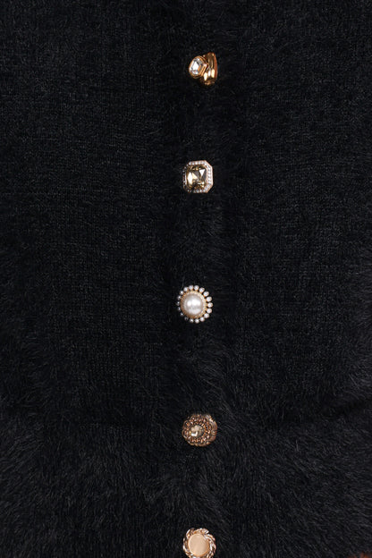 Jintie Vintage Button Cardigan - Black