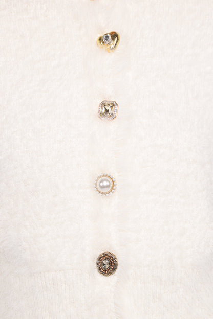 Jintie Vintage Button Cardigan - Cream