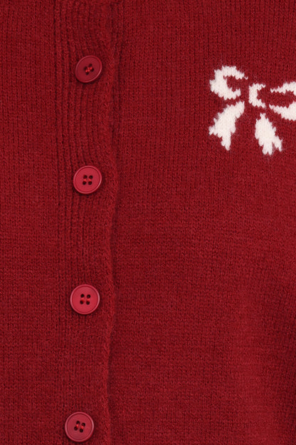 Middleton Mini Bow Cardigan - Wine