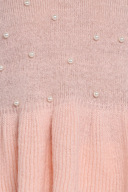Molly Pearl Peplum Knit Sweater - Light Pink