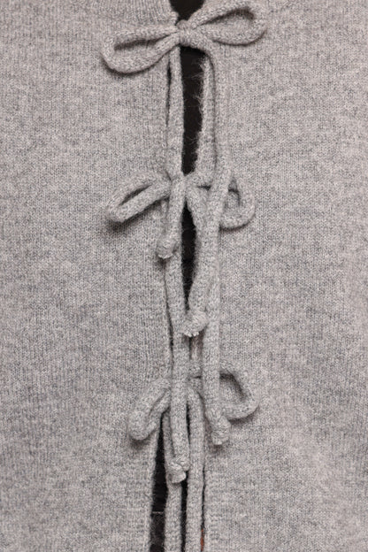 Neri Bow Tie Front Cardigan - Grey