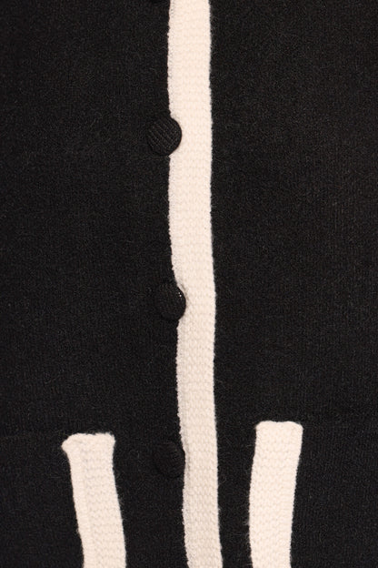 Orabelle Contrast Hem Cardigan - Black