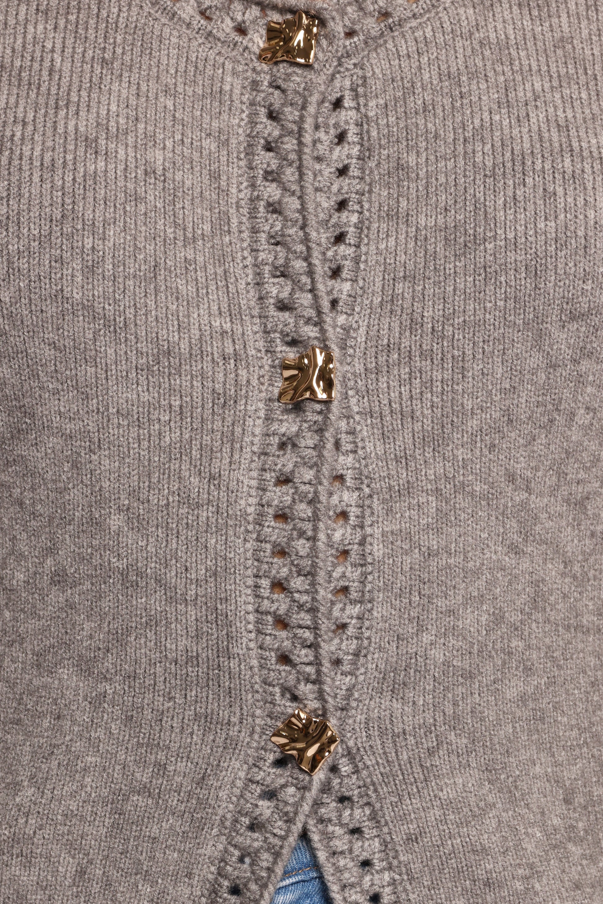 Quay Button Front Cardigan - Heather Grey