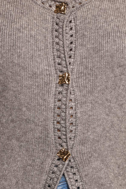 Quay Button Front Cardigan - Heather Grey