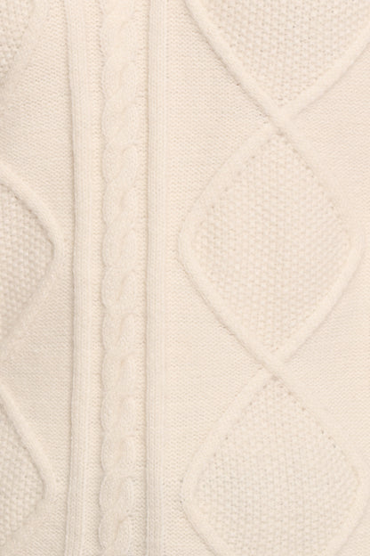 Robbie Collar Neck Cable Knit Sweater - Cream