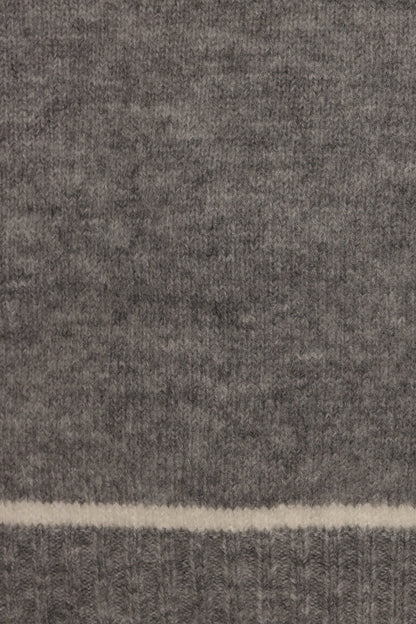Rylee Contrast Hem Knit Sweater - Grey