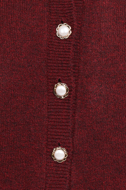 Thelma Trumpet Sleeve Cardigan - Cabernet