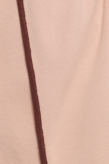 Vallis Contrast Trim Long Cardigan - Beige