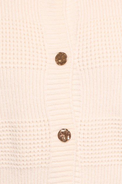 Verago Textured Stripe Cardigan - Cream